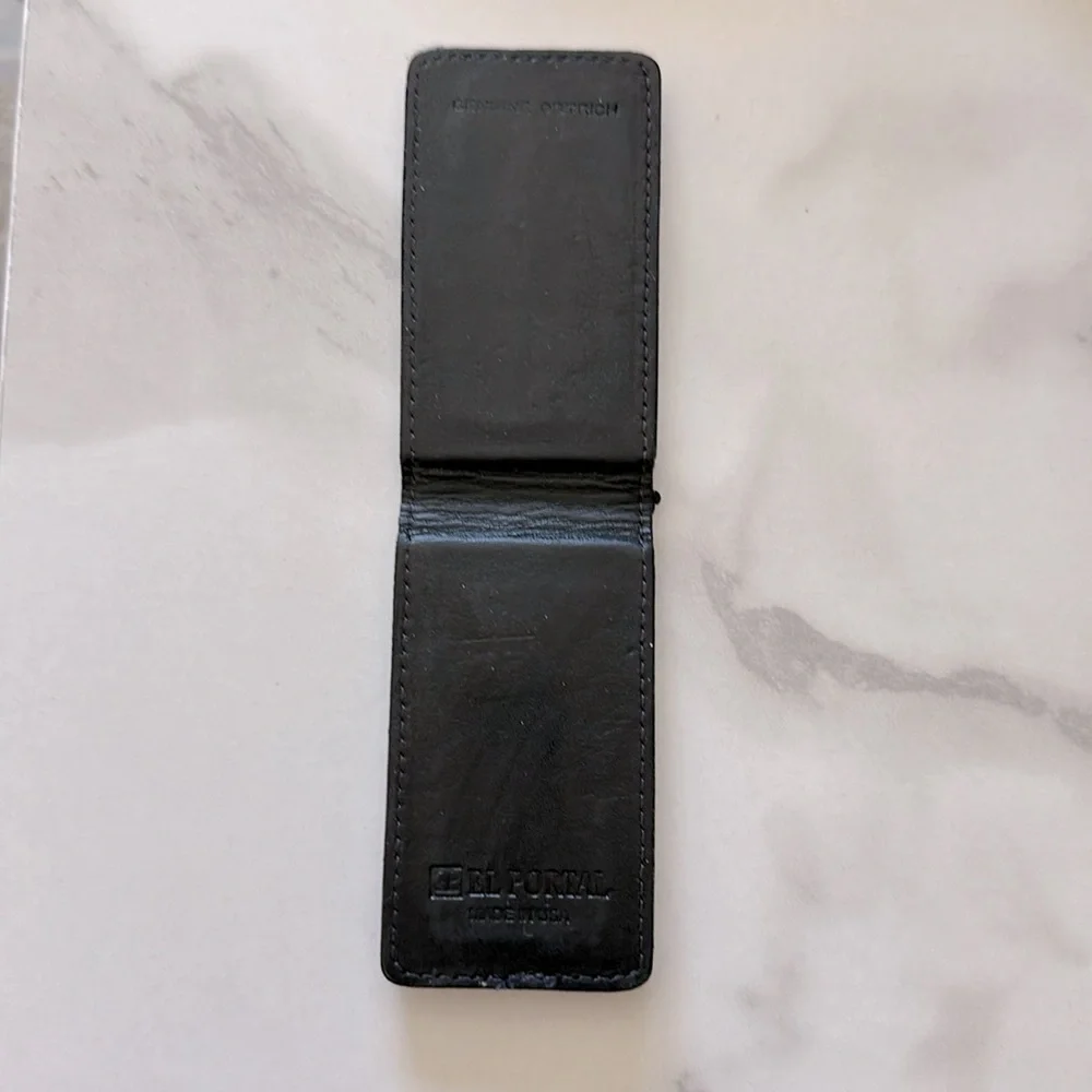Vintage Black El Portal Genuine Leather Money Clip Made In USA